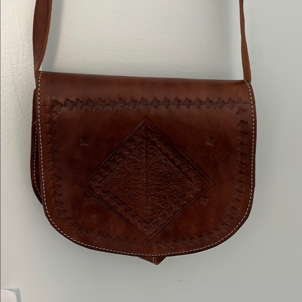 Hand Stamped Leather Bag from Morocco